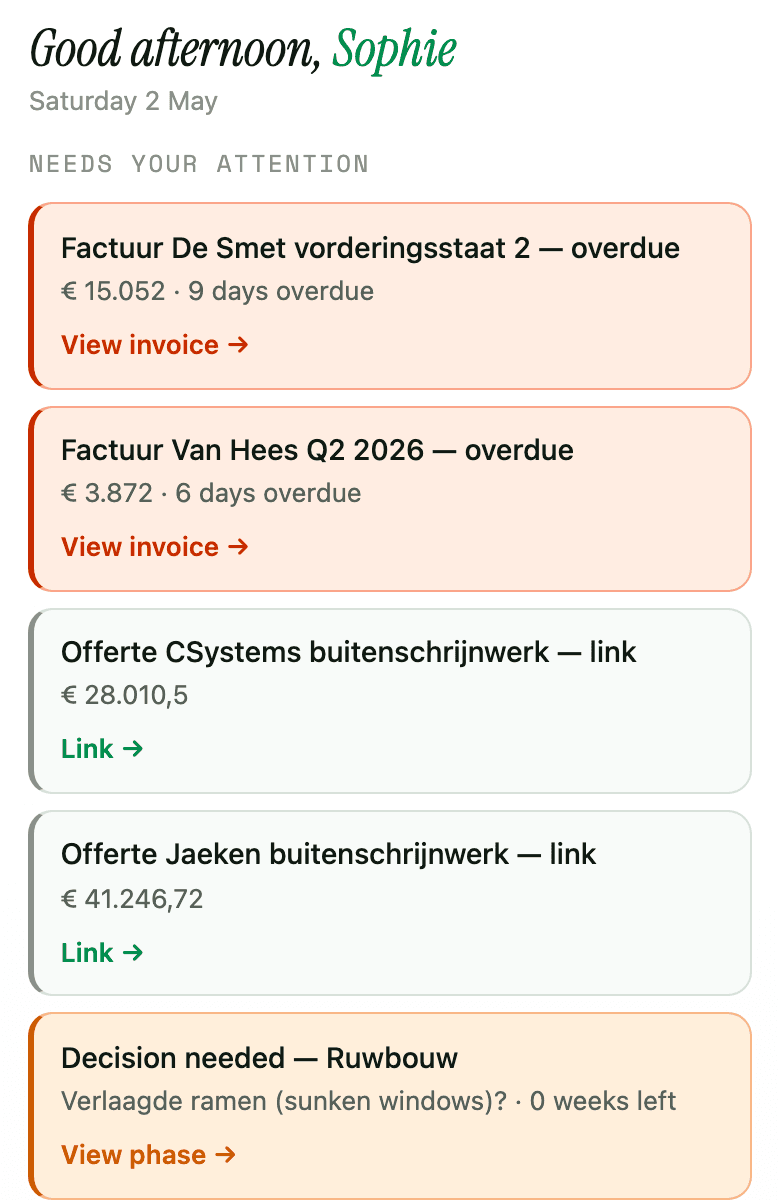 The home screen showing cards to compare quotes for different trades